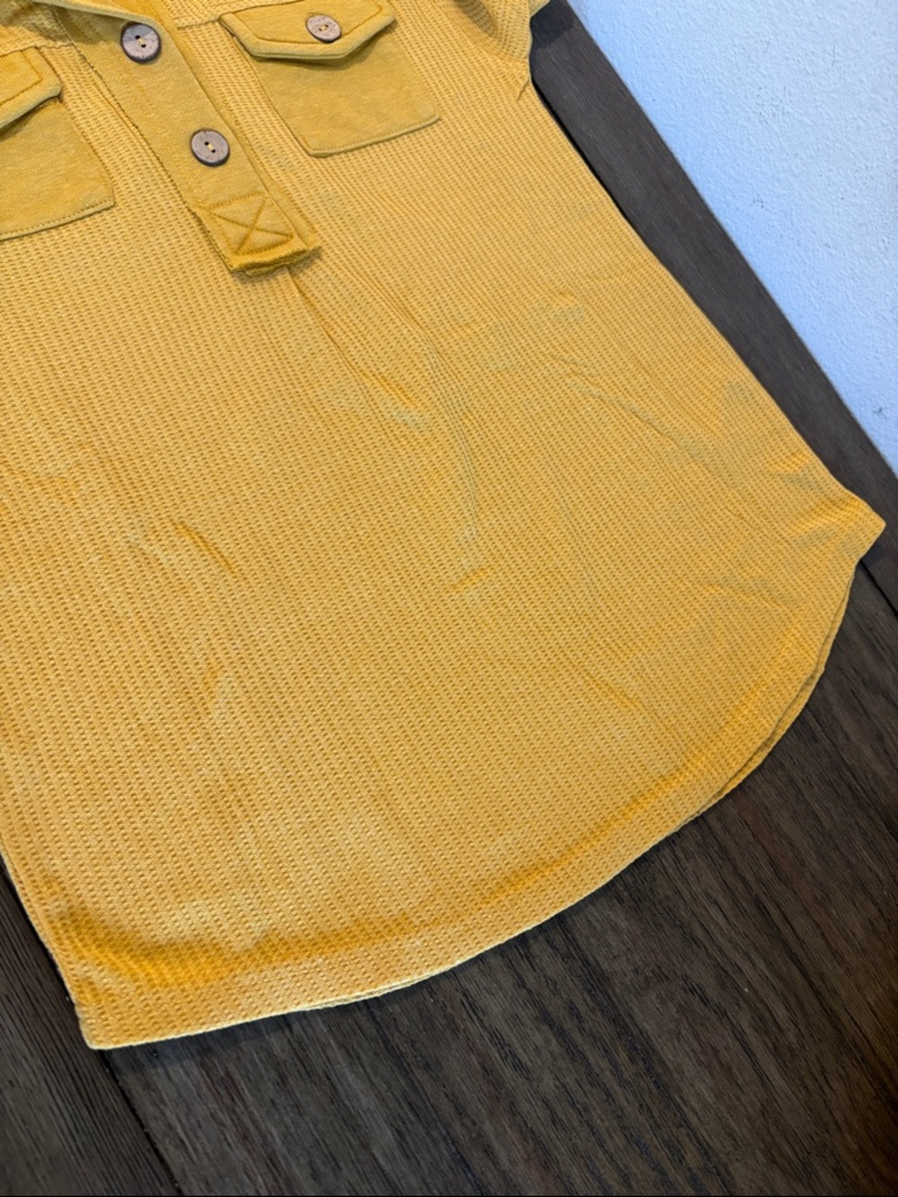 NWT [Oddy] Waffle Button Front Pockets Shirt Dress Gold Girls Multiple Sizes - Picture 7 of 10